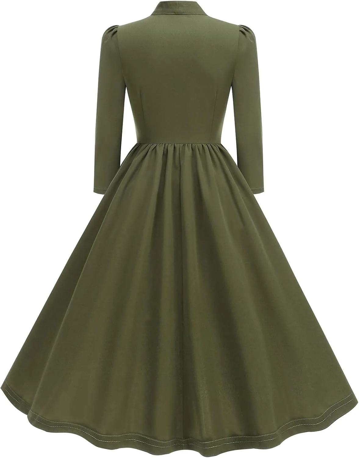 1950s Dresses for Women Vintage Rockabilly Retro 3/4 Puff Sleeve Tie Midi Dress Cocktail Party Evening Prom Gown