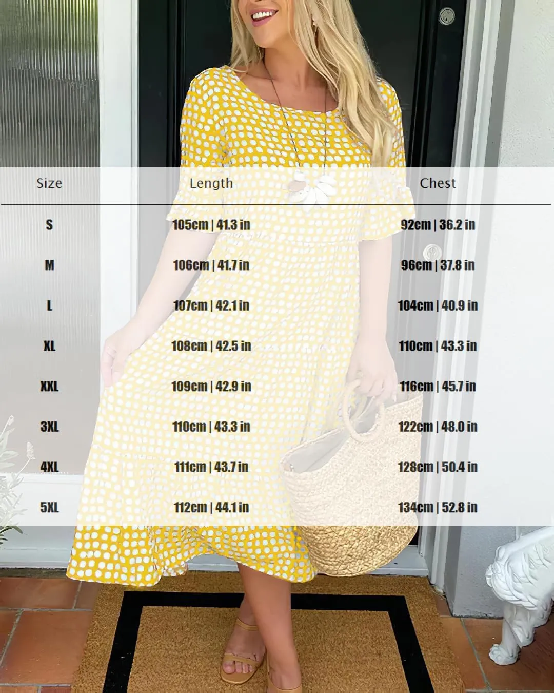 Akivide Women's Summer Flutter Short Sleeve Polka Dot Midi Dress Flowy Casual Loose Bohemian Tiered Beach Dress