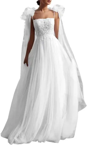 ALFEICE Long Sleeves Chiffon Wedding Dresses for Bride Off Shoulder Beach Wedding Bridal Gowns for Women
