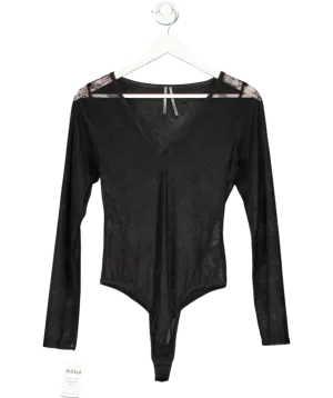 Anthropologie Black V Neck Lace Bodysuit UK M