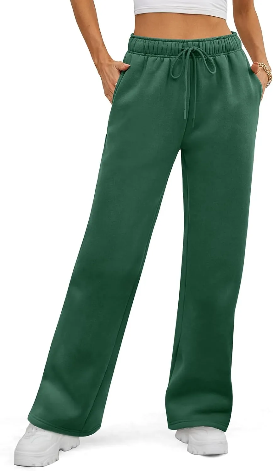 ATHMILE Womens Sweatpants 2025 Baggy Wide Fleece Lined Straight Leg Pants