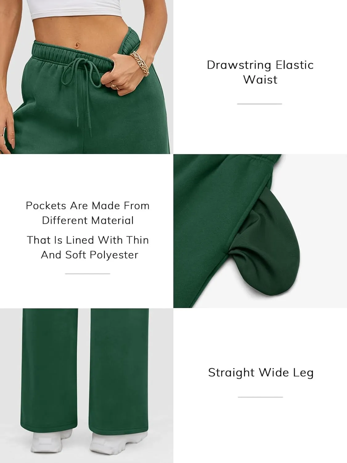 ATHMILE Womens Sweatpants 2025 Baggy Wide Fleece Lined Straight Leg Pants