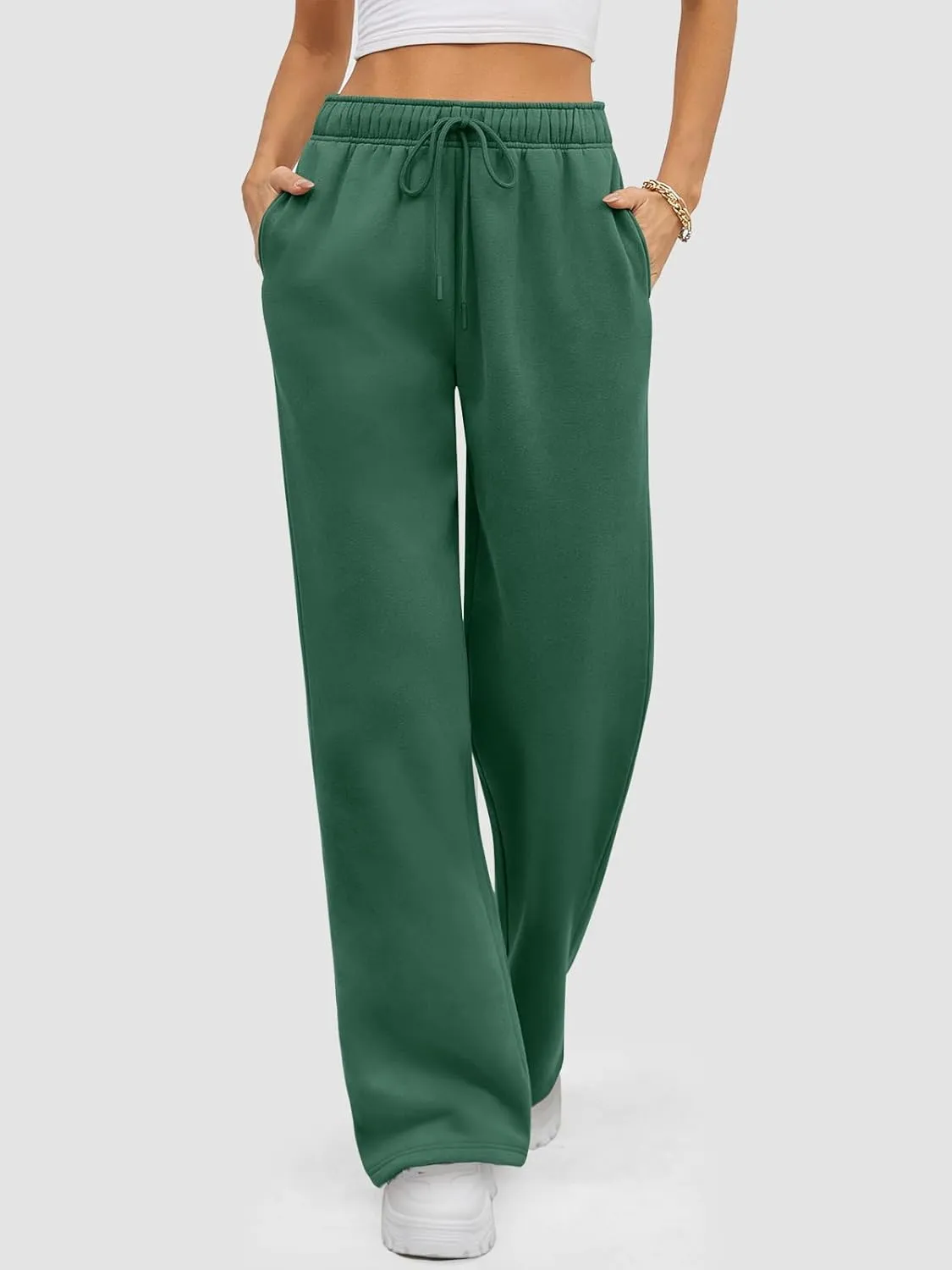 ATHMILE Womens Sweatpants 2025 Baggy Wide Fleece Lined Straight Leg Pants
