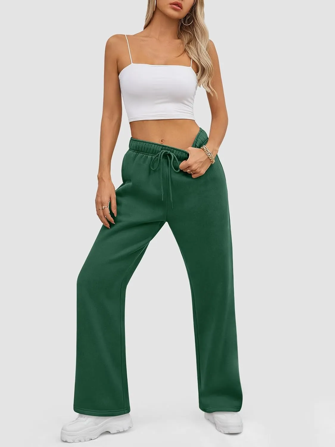 ATHMILE Womens Sweatpants 2025 Baggy Wide Fleece Lined Straight Leg Pants