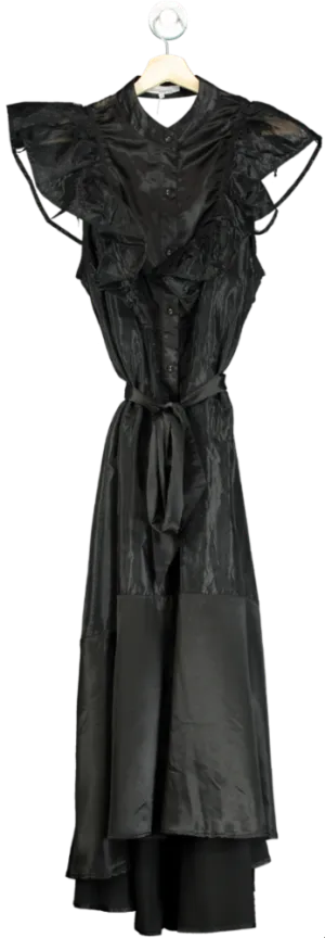 Black Ruffled Maxi Dress UK M