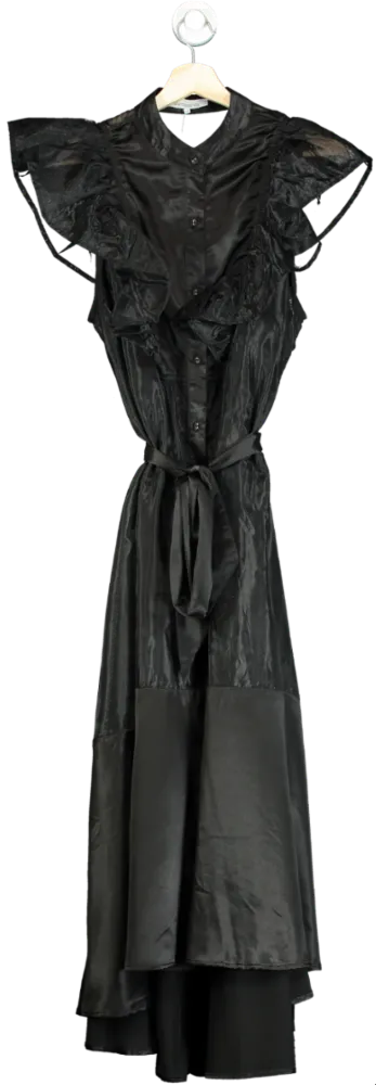 Black Ruffled Maxi Dress UK M