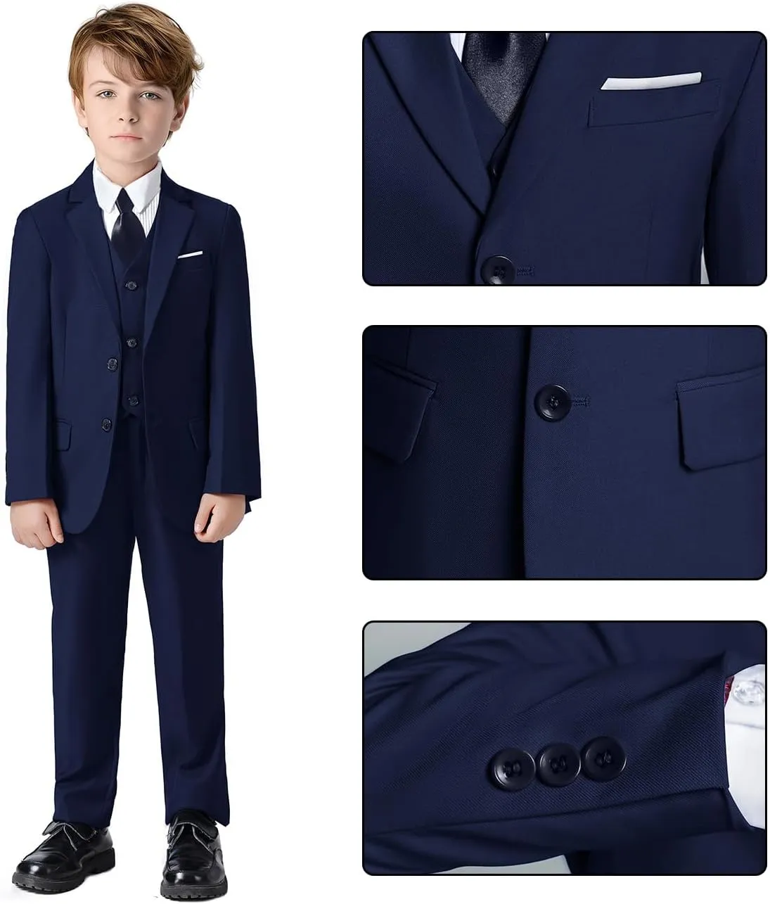 Boys Suit for Kids Teens Formal 5 Piece Tuxedo Suit Set