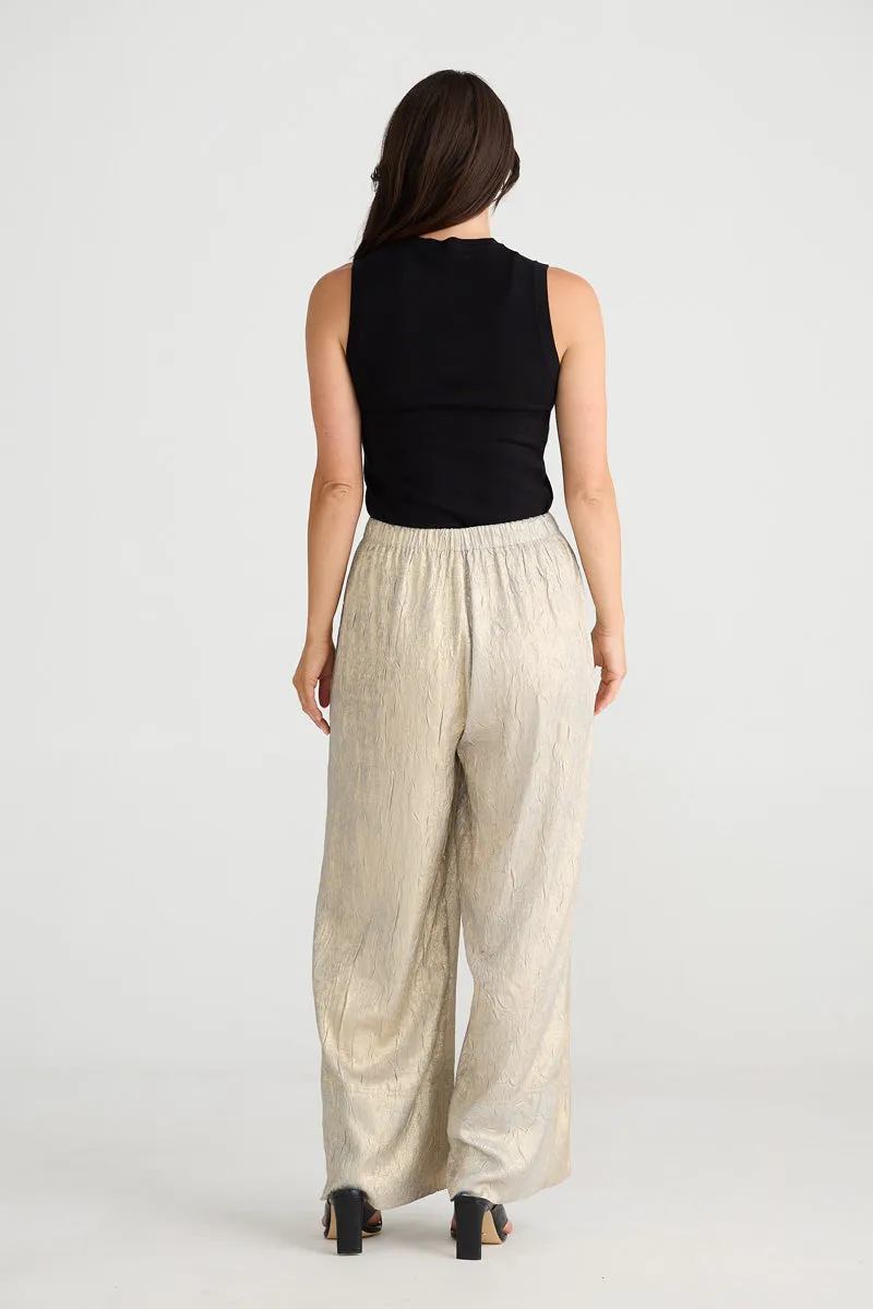 BRAVE & TRUE Astrid Wide Leg Trousers Champagne