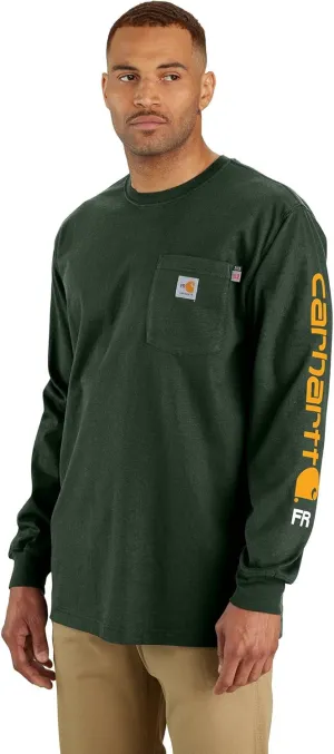 Carhartt Men's Flame Resistant Force Loose Fit Lightweight Long-Sleeve Logo Graphic T-Shirt