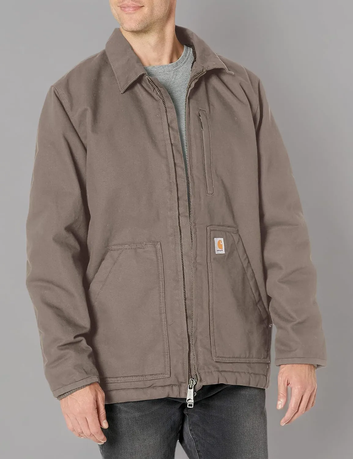 Carhartt Men's Loose Fit Washed Duck Sherpa-Lined Coat