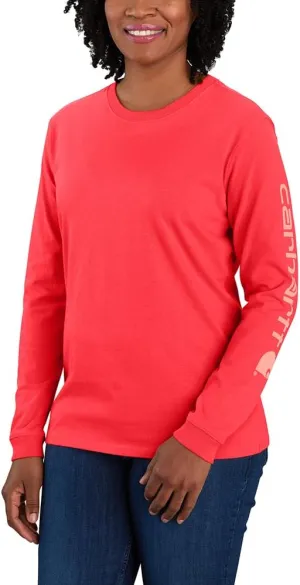 Carhartt Women's Plus Size Loose Fit Heavyweight Long Logo Sleeve Graphic T-Shirt