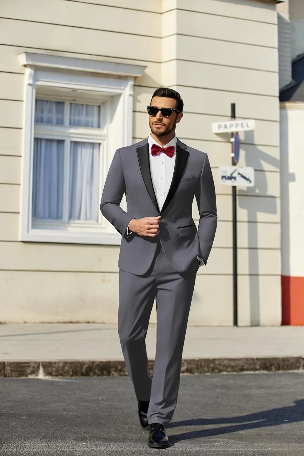 COOFANDY Mens Tuxedo Suit Set Slim Fit 2 Piece One Button Blazer Jacket Pants for Wedding,Dinner,Prom