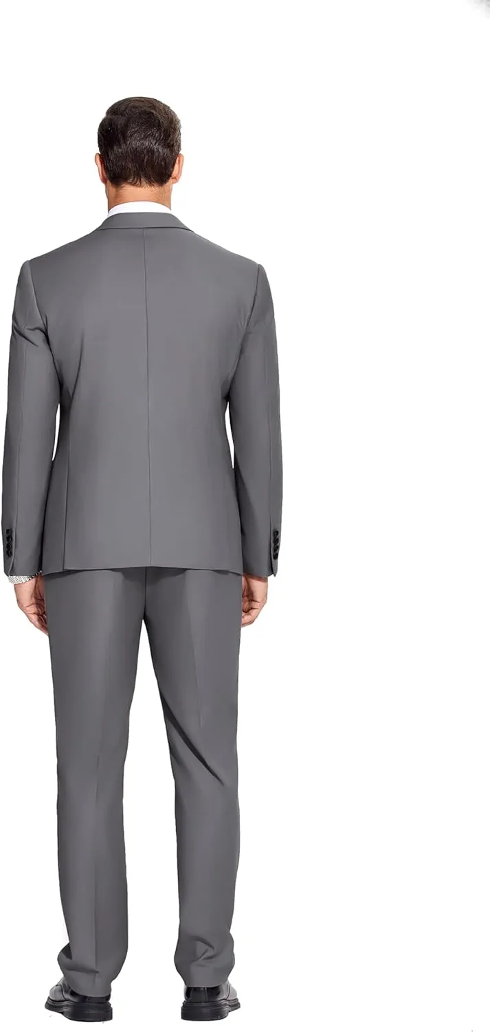 COOFANDY Mens Tuxedo Suit Set Slim Fit 2 Piece One Button Blazer Jacket Pants for Wedding,Dinner,Prom