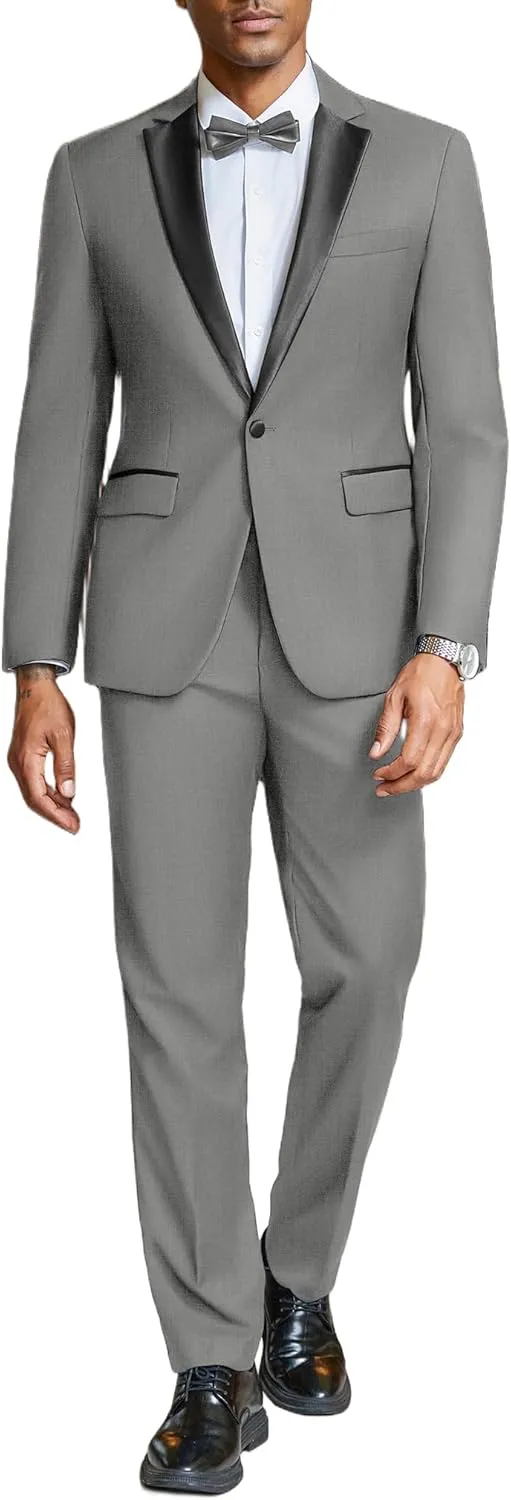 COOFANDY Mens Tuxedo Suit Set Slim Fit 2 Piece One Button Blazer Jacket Pants for Wedding,Dinner,Prom