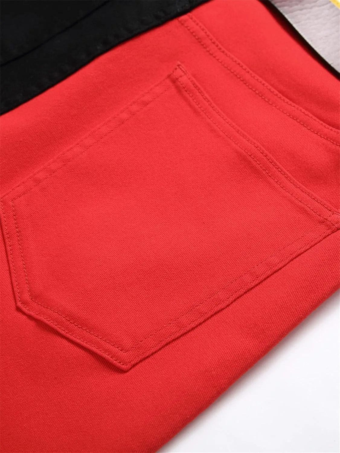 DGHM-JLMY Men Stretch Ripped Slim Fit Spliced Denim Shorts Fashion Colorblock Hip Hop Jean Shorts Frayed Straight Jean Short