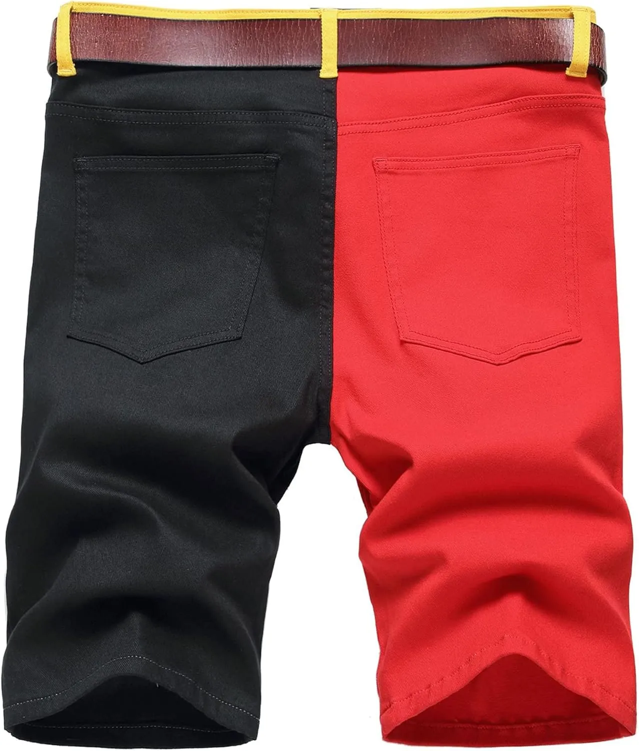 DGHM-JLMY Men Stretch Ripped Slim Fit Spliced Denim Shorts Fashion Colorblock Hip Hop Jean Shorts Frayed Straight Jean Short