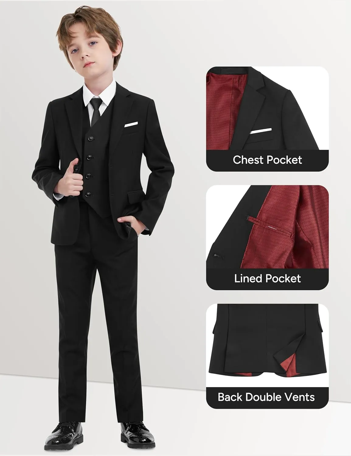 ELPA ELPA Boys' Formal Suit Set, with Suspenders, Adjustable Waist, from Toddlers to Teen