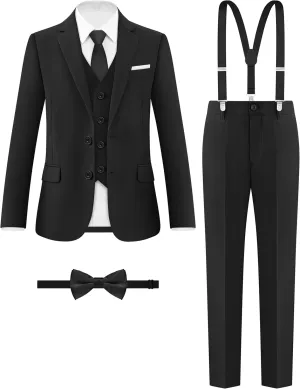 ELPA ELPA Boys' Formal Suit Set, with Suspenders, Adjustable Waist, from Toddlers to Teen