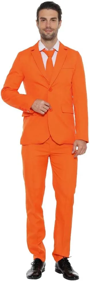 EraSpooky Mens Suits for Party Solid Color Leisure Suit Include Jacket Pants Tie