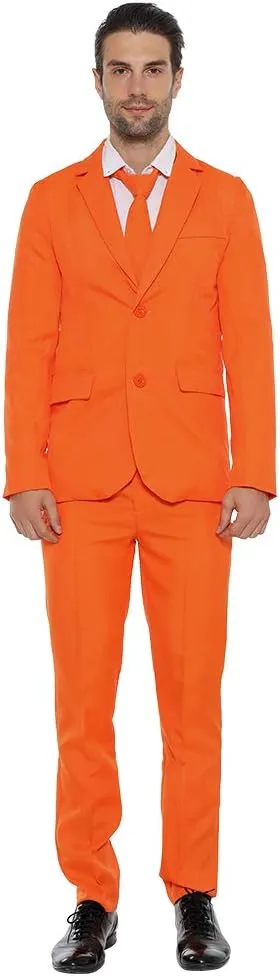 EraSpooky Mens Suits for Party Solid Color Leisure Suit Include Jacket Pants Tie