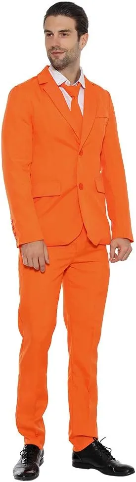 EraSpooky Mens Suits for Party Solid Color Leisure Suit Include Jacket Pants Tie