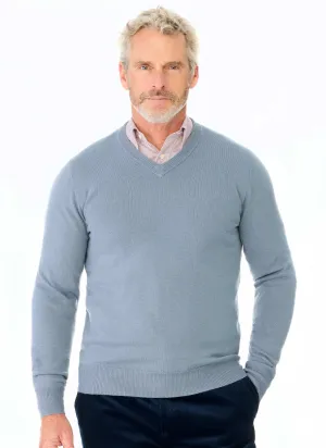 EVANSDALE ESSENTIAL V NECK PULLOVER - BLUE GREY