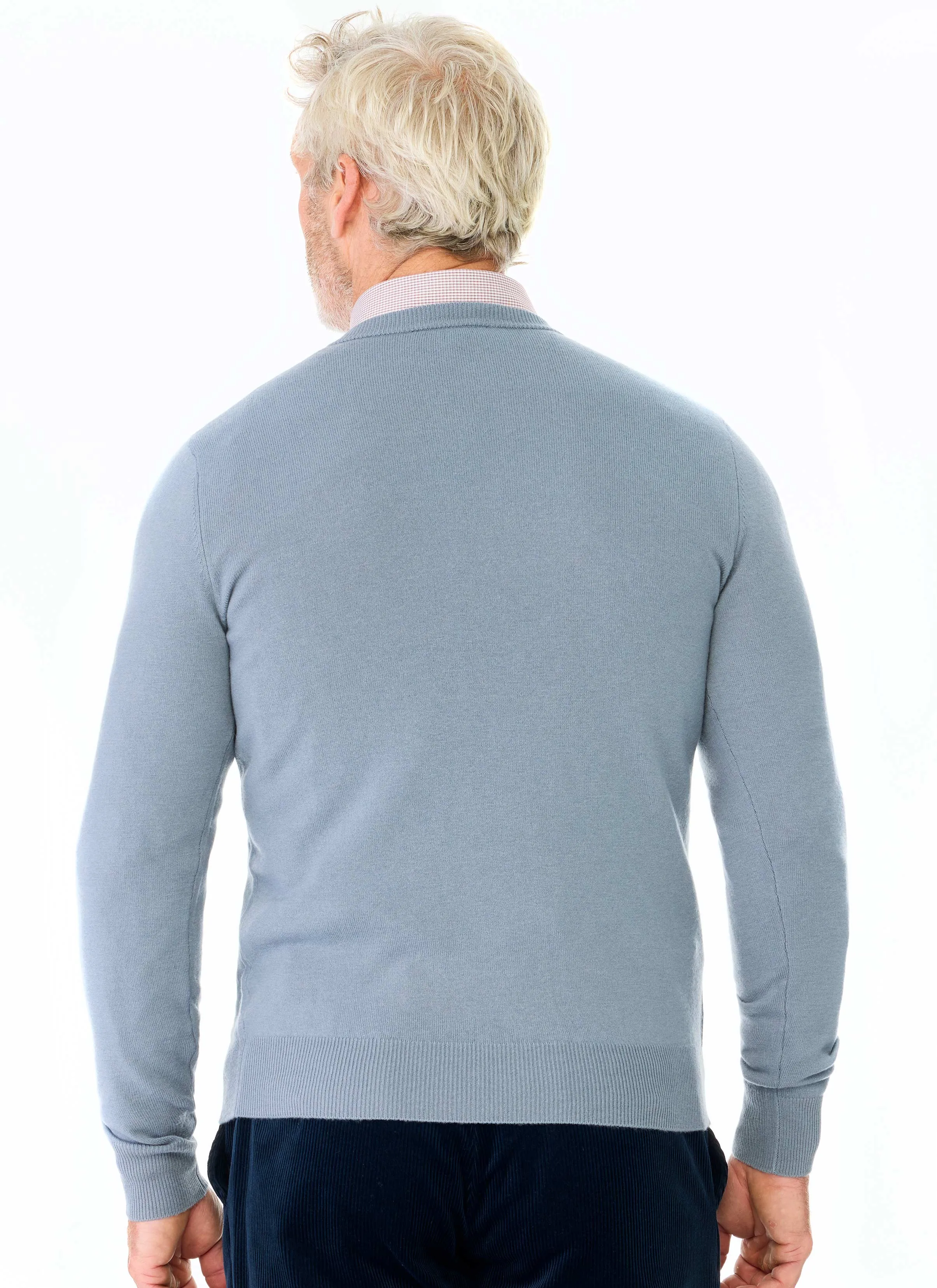 EVANSDALE ESSENTIAL V NECK PULLOVER - BLUE GREY