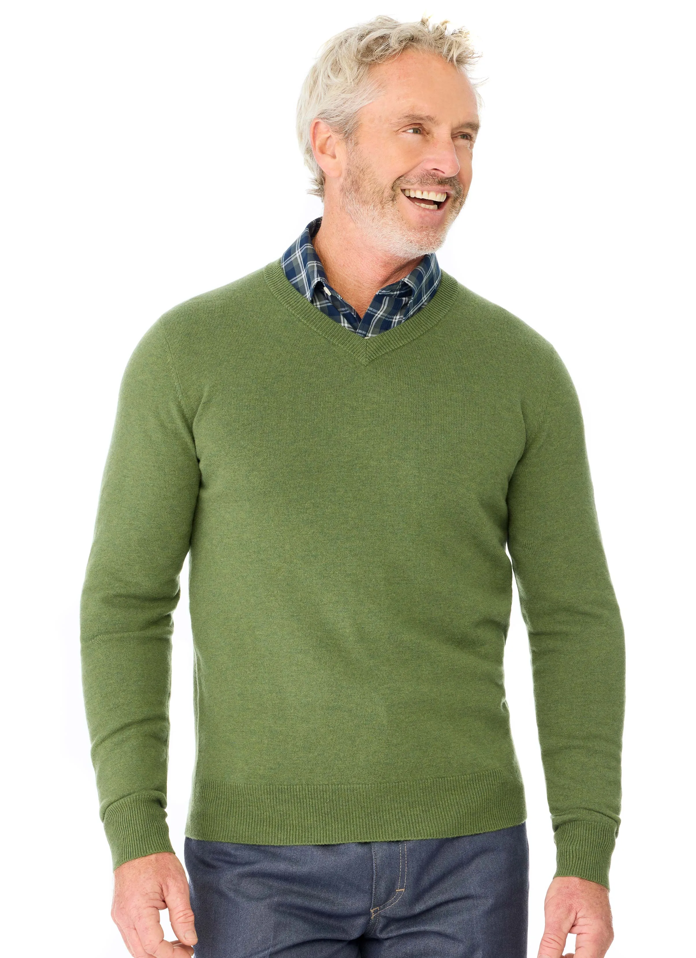 EVANSDALE ESSENTIAL V NECK PULLOVER - GRASS