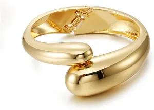 Fashion Chunky Teardrop 14K Gold Plated Bangle Bracelets for Women Dainty Trendy Minimalist Hinge Cuff Wrist Bracelets Statement High Polished Jewelry Party Birthday Gift