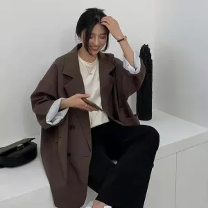 FashionSierra - Minimalist Solid Outwear Loose Elegant Blazer