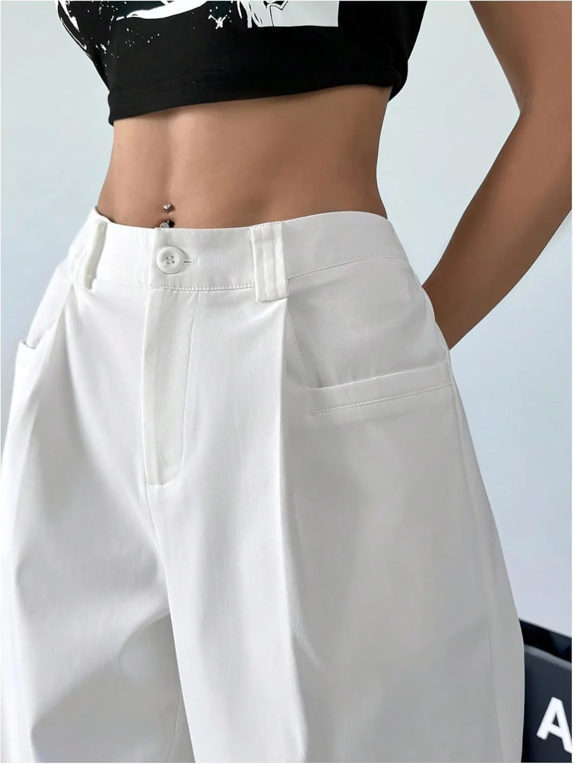 Floerns Women's Casual Baggy Wide Leg Pants Loose Elastic Waist Trousers