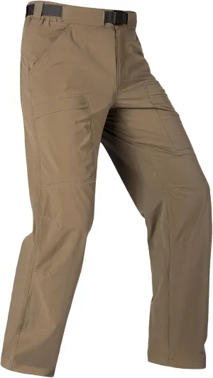 FREE SOLDIER Men's Outdoor Cargo Hiking Pants with Belt Lightweight Waterproof Quick Dry Tactical Pants Nylon Spandex (Brown 42W/30L)