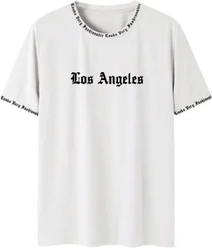 GORGLITTER Men's Letter Print Crewneck Oversized Shirts Drop Shoulder Short Sleeve Tee T-Shirt
