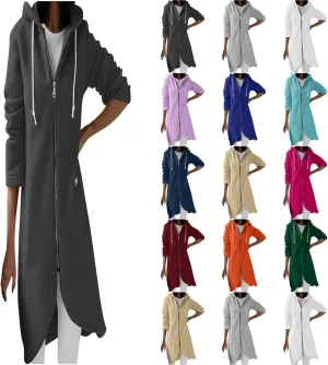Hoodies For Women Long Zip Up Lightweight Oversized Tunic Sweatshirt Casual Open Front Cardigan Jacket With Pockets