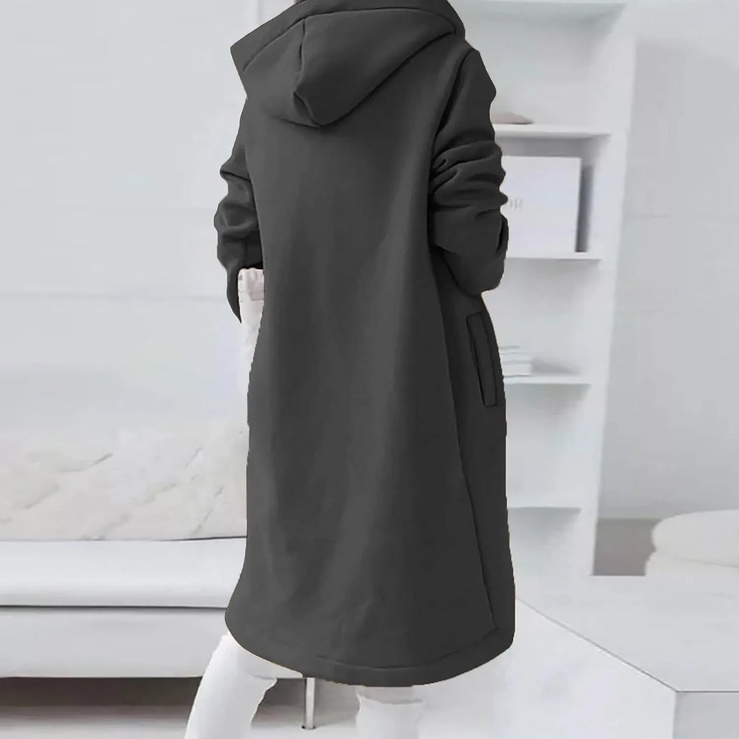 Hoodies For Women Long Zip Up Lightweight Oversized Tunic Sweatshirt Casual Open Front Cardigan Jacket With Pockets