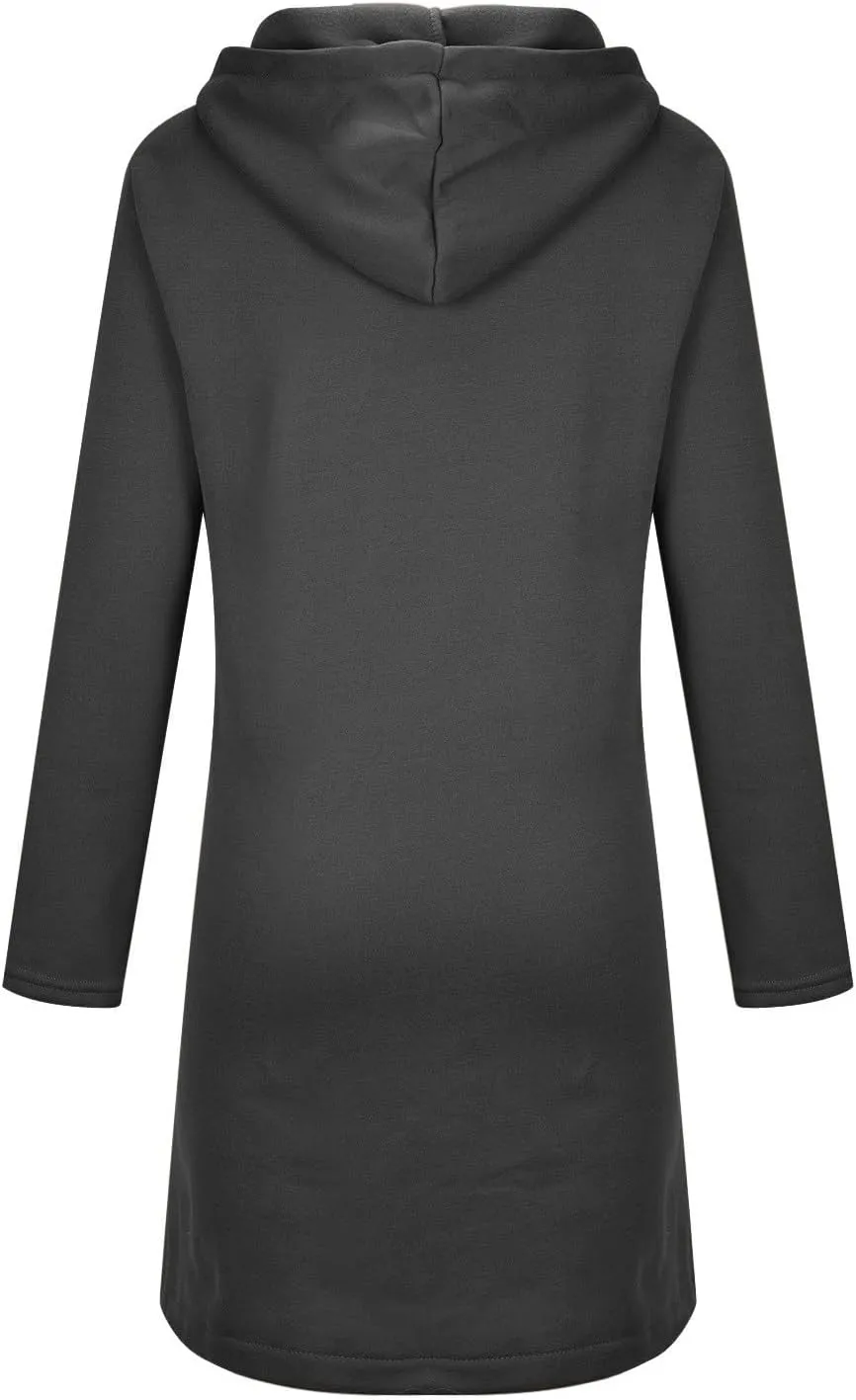 Hoodies For Women Long Zip Up Lightweight Oversized Tunic Sweatshirt Casual Open Front Cardigan Jacket With Pockets