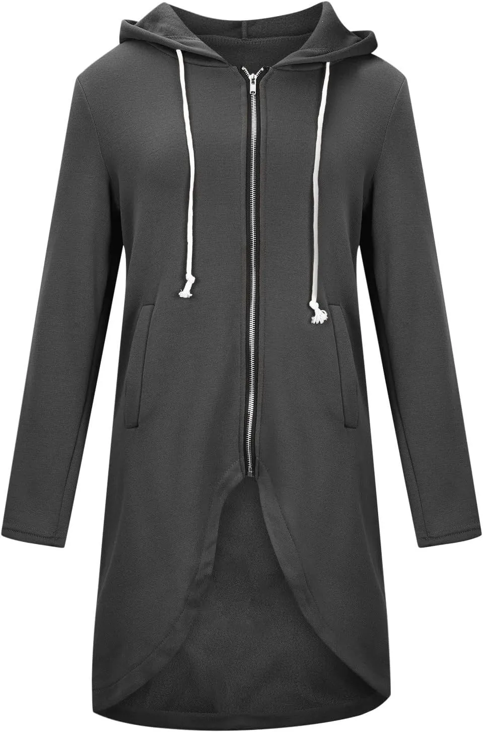 Hoodies For Women Long Zip Up Lightweight Oversized Tunic Sweatshirt Casual Open Front Cardigan Jacket With Pockets