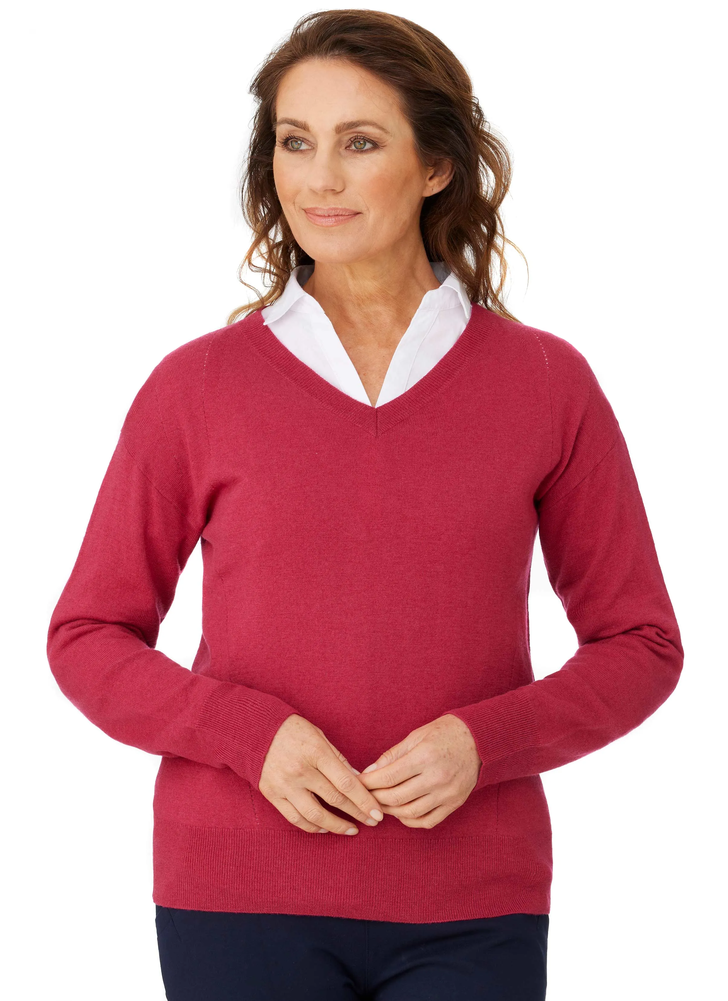 KELLEVIE  V-NECK  WOOL/CASHMERE PULLOVER