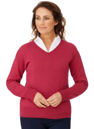 KELLEVIE  V-NECK  WOOL/CASHMERE PULLOVER