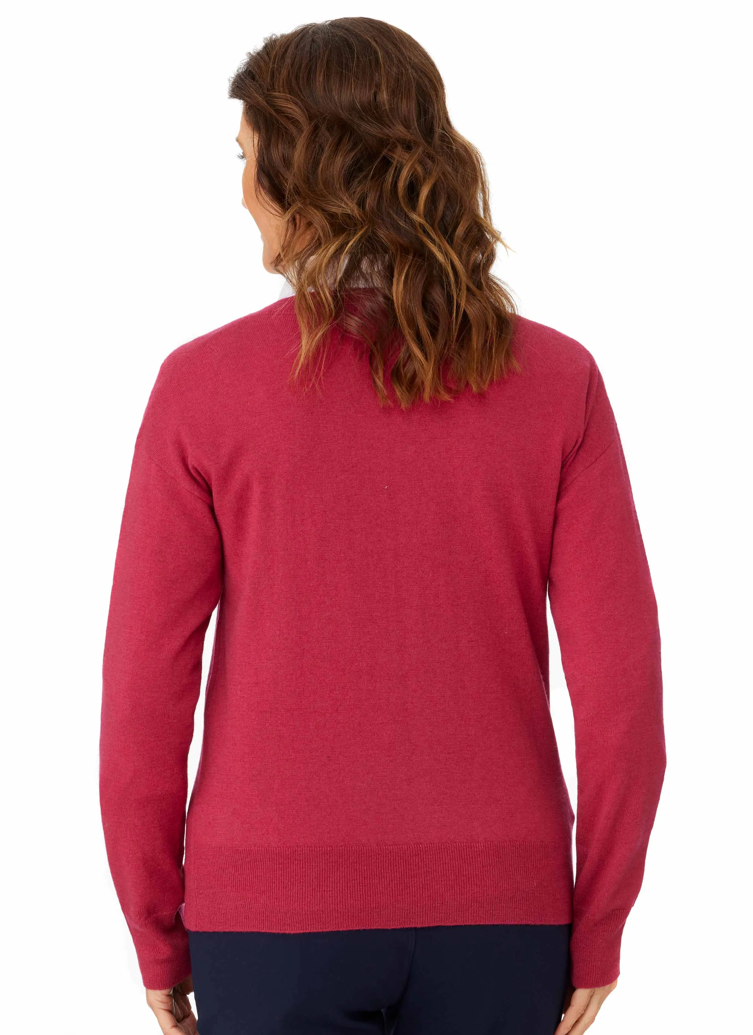 KELLEVIE  V-NECK  WOOL/CASHMERE PULLOVER