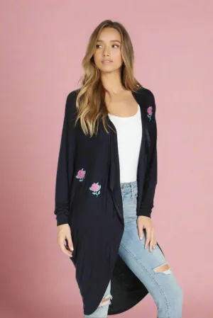 Lauren Moshi Ramona Crystal Roses Wrap Cardigan