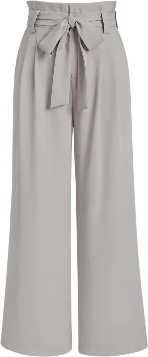 LILLUSORY Wide Leg Dress Pants Women's Paperbag High Waisted Business Casual Trousers with Removable Belt