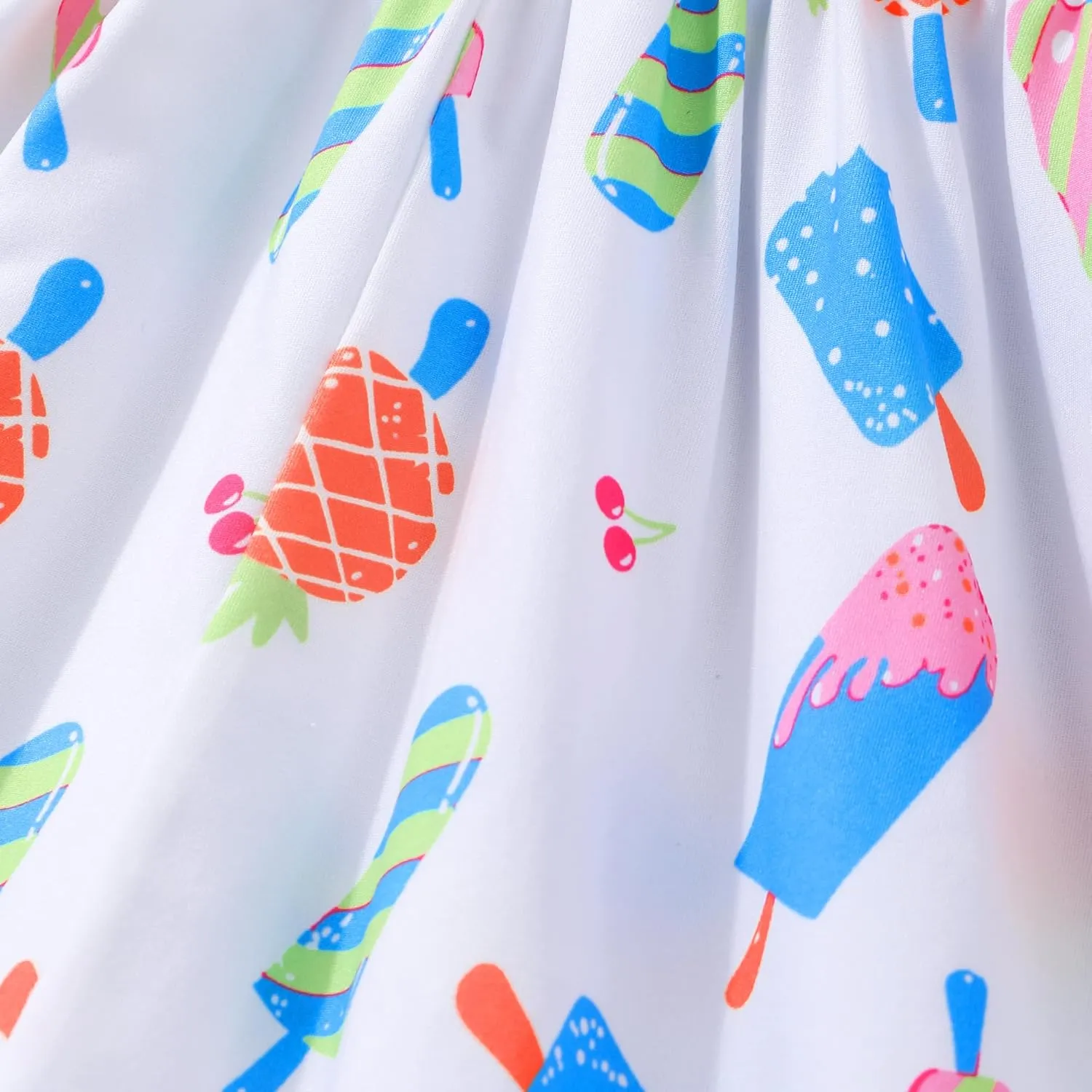 Little Girls Summer Dresses Square Neck Ruffle Flutter Sleeve Kids Toddler Unicorn Casual A-Line Swing Sundress 2-8 Years
