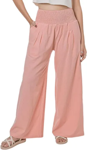 LOFBAZ Women Summer Flowy Cotton Linen Palazzo Wide Leg Pants Beach High Waisted Trousers Boho Long Lounge Pant with Pockets