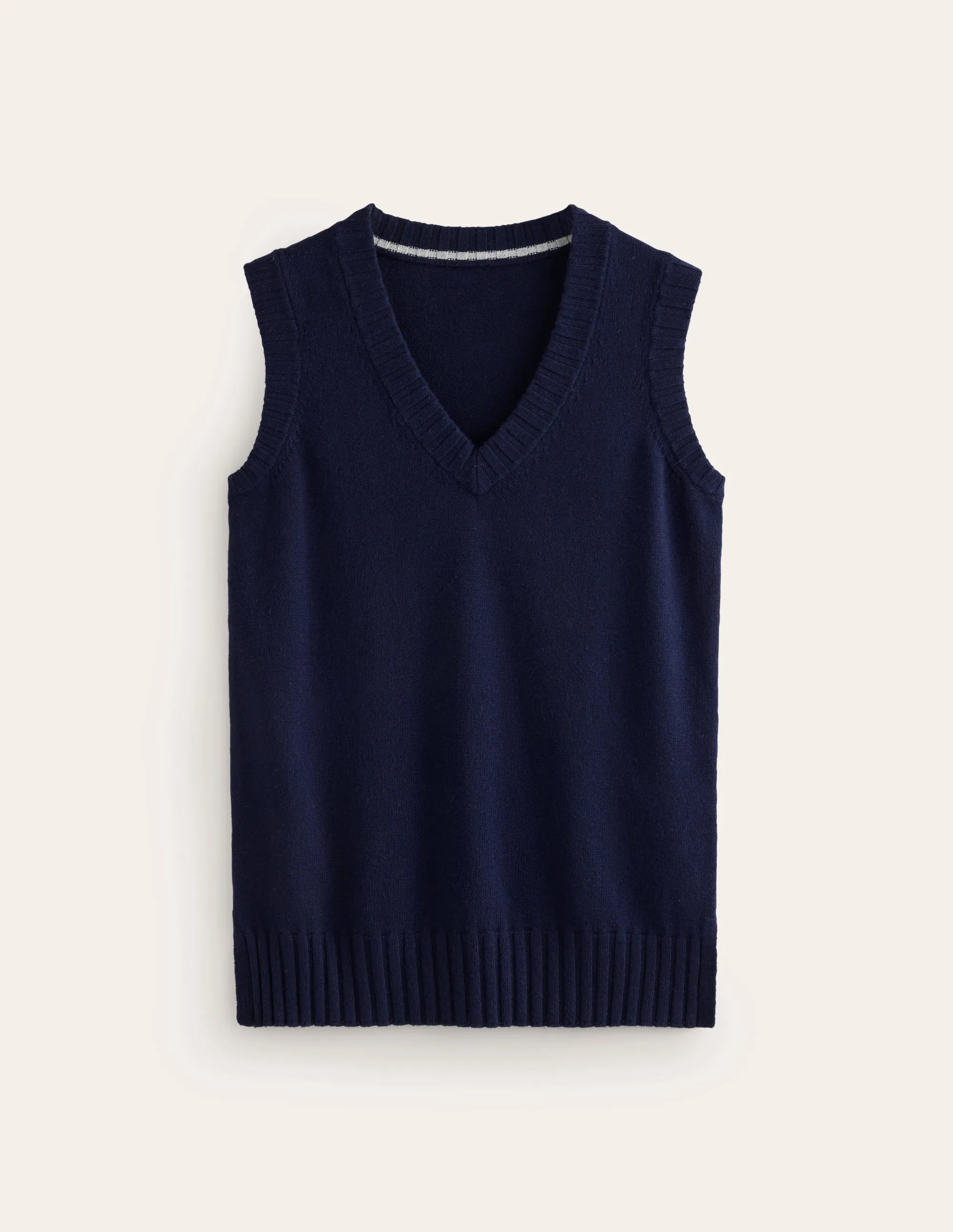 Longline V-Neck Tank-Navy