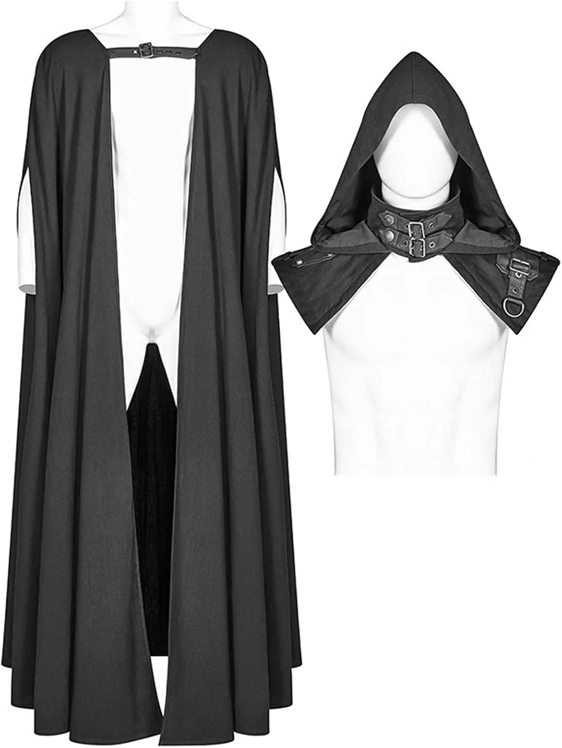 Medieval Cape with Hood for Women Plus Size Maxi Unisex Full Length Hooded Robe Cosplay Halloween Witch Cloak