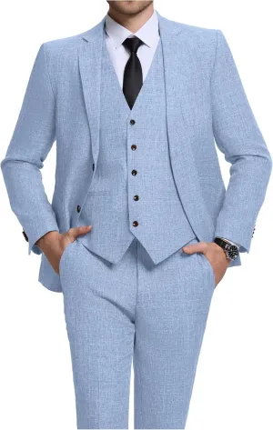 Men Suits Lightweight 3 Piece Slim Fit 2 Button Blazer Vest Pants Suit Sets Casual Men Wedding Suits Prom Tuxedo
