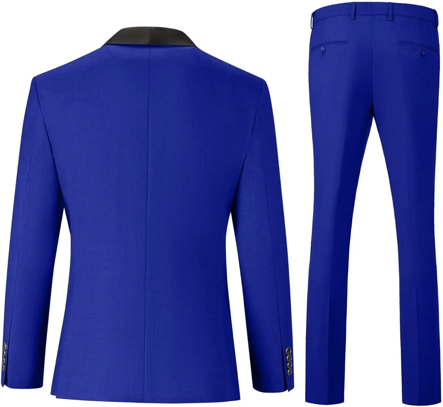 Men's 3 Piece Slim Fit Suit One Button Shawl Lapel Jacket Vest Pants Tuxedo Set with Bow Tie Pocket Square