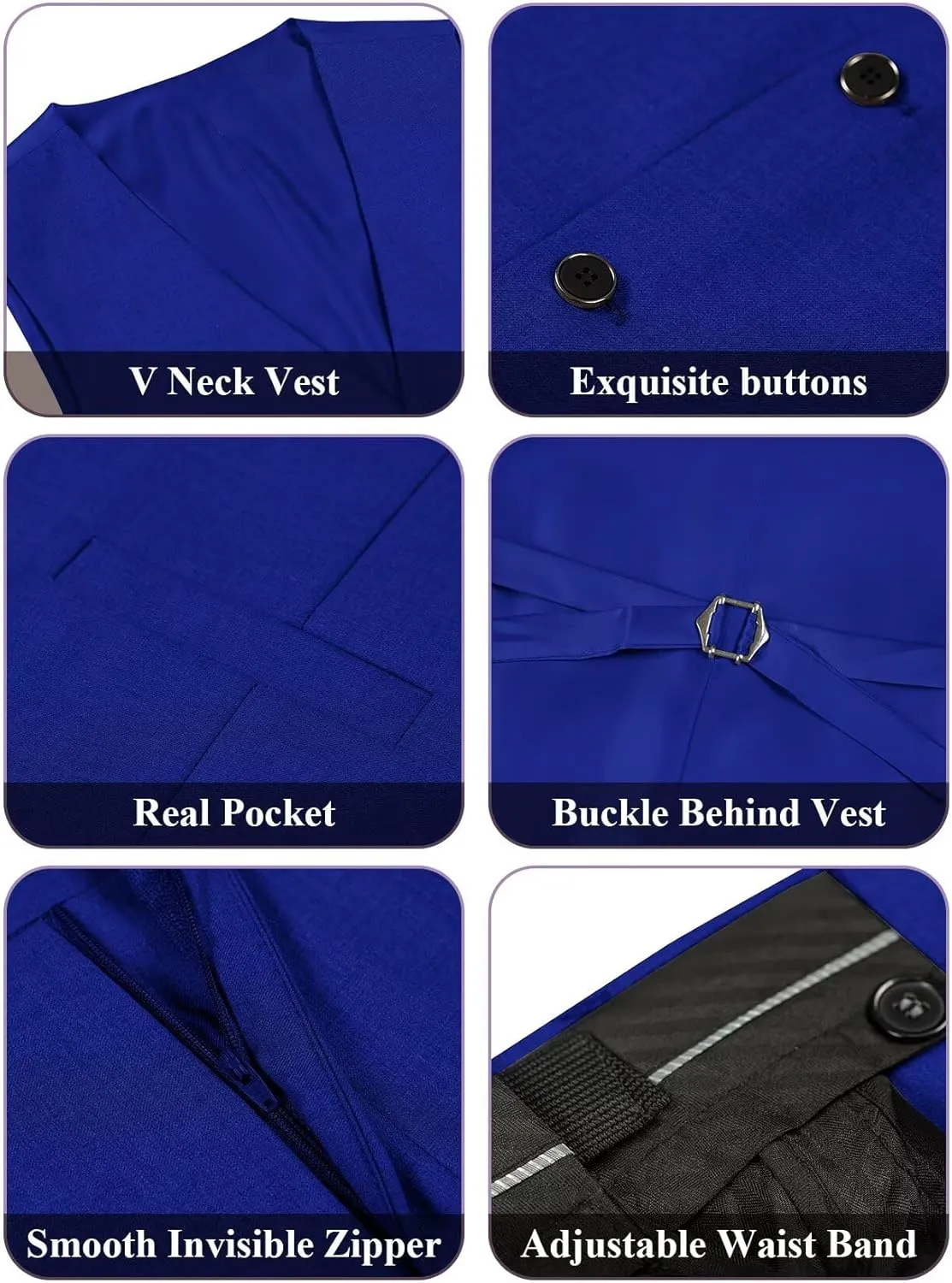 Men's 3 Piece Slim Fit Suit One Button Shawl Lapel Jacket Vest Pants Tuxedo Set with Bow Tie Pocket Square