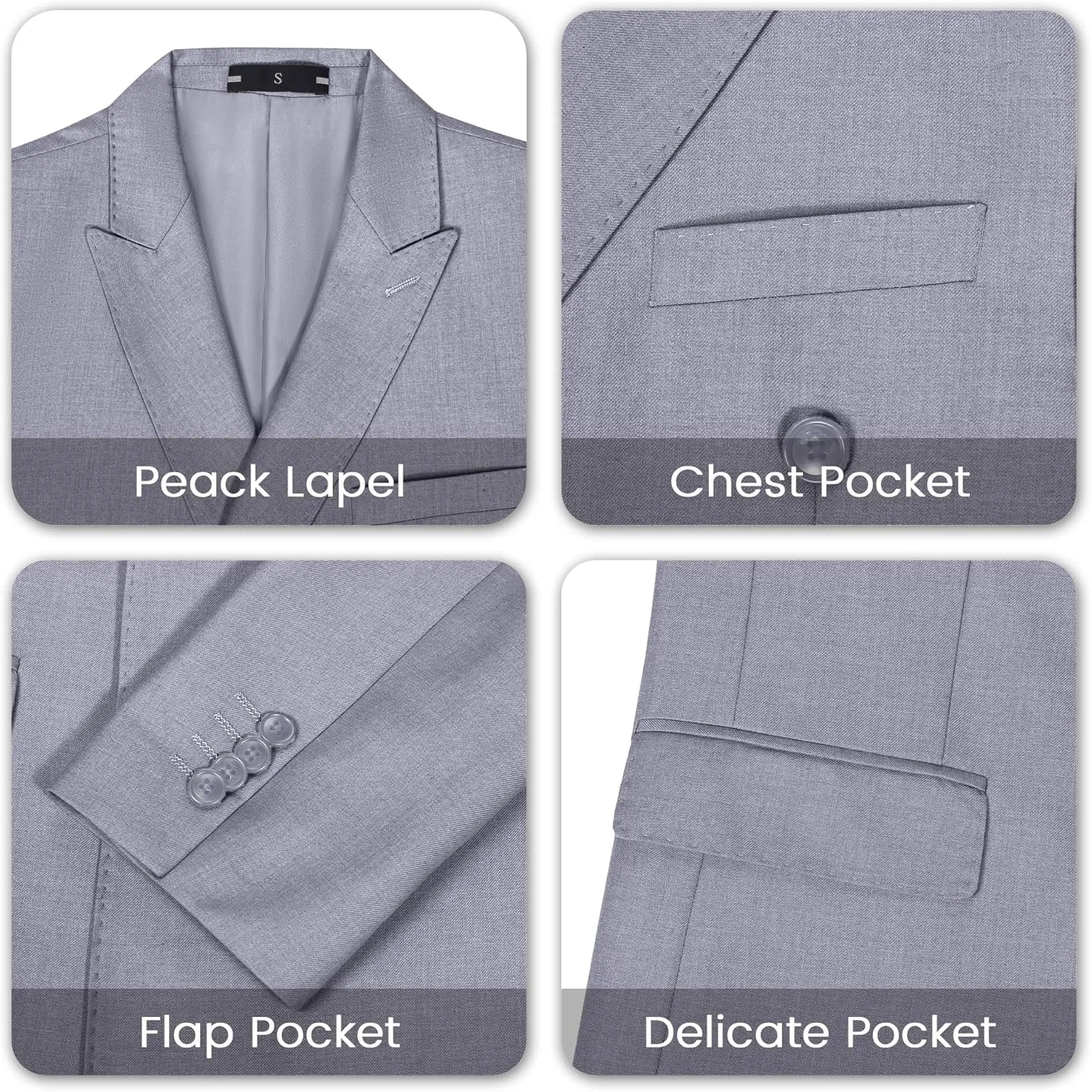 Mens Double Breasted Suit Slim Fit 3 Piece Suit Peak Lapel Solid Blazer Jacket Vest Pant Tuxedo Set for Wedding Business